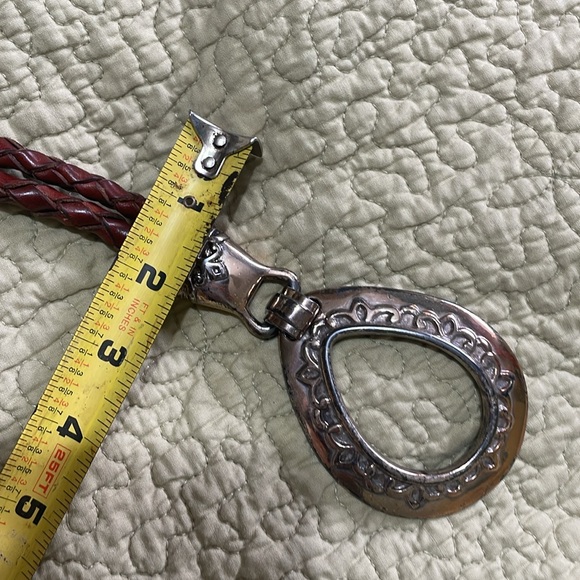 ornate silver, and braided leather rope belt - Picture 5 of 6